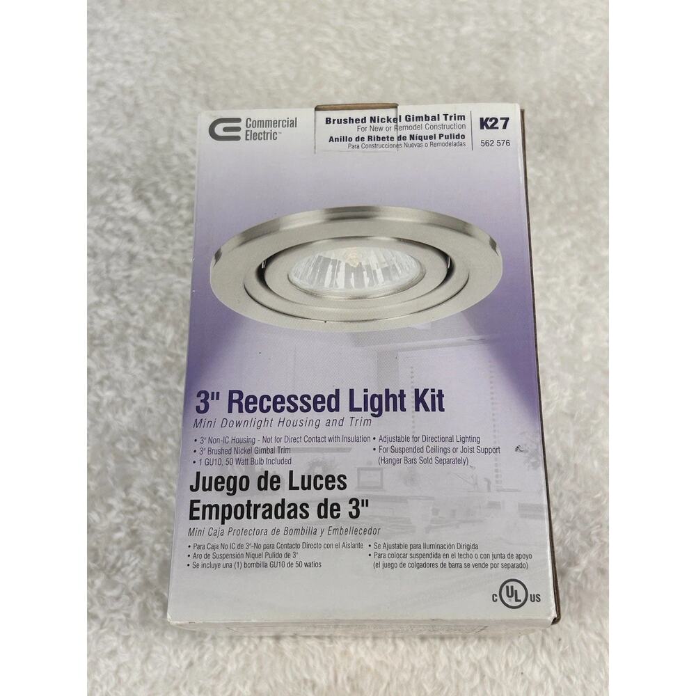 Commercial Electric K27 NEW 3" Recessed Light Fixture 562-576 Brushed Nickel